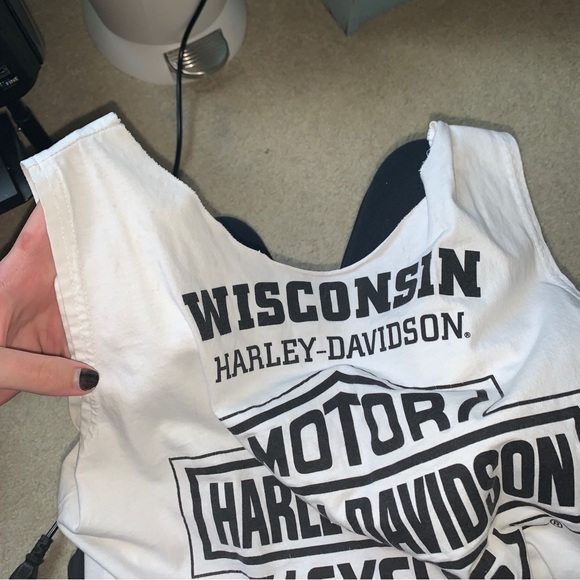 off the shoulder harley davidson muscle tee tank w/ raw hem - Picture 5 of 6